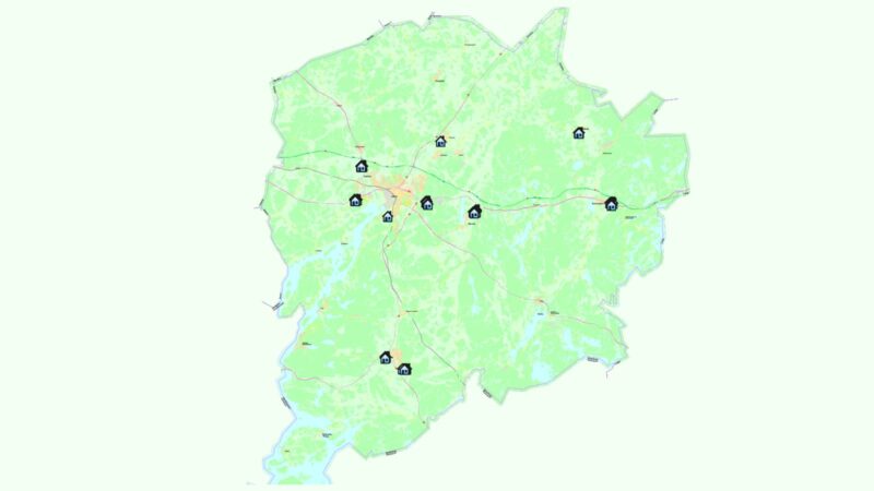 Karttakuva Salon kaupungin yritystonteista.