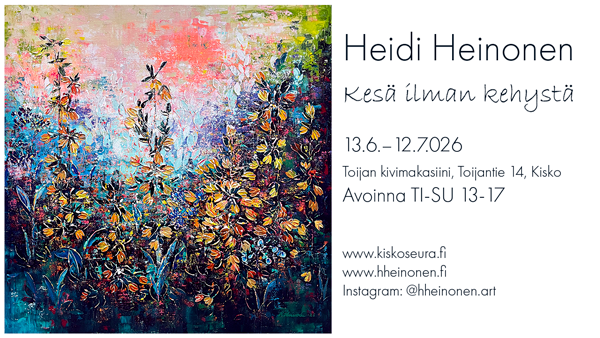 Heidi Heinonen maalauksia Kisko-Seuran kivimakasiinissa