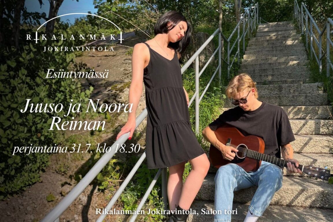Terassilla Noora ja Juuso Reiman