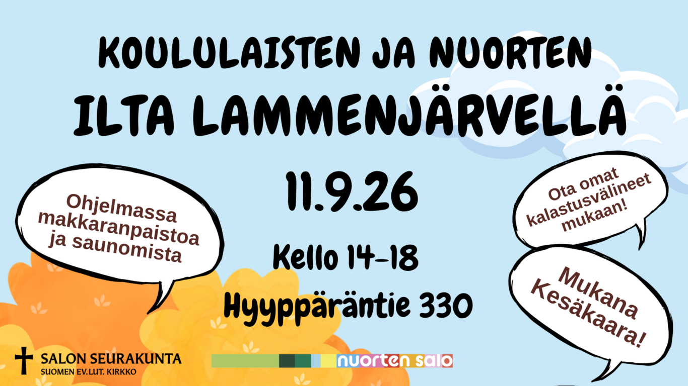 Koululaisten ja nuorten ilta Lammenjärvellä 11.9.2026